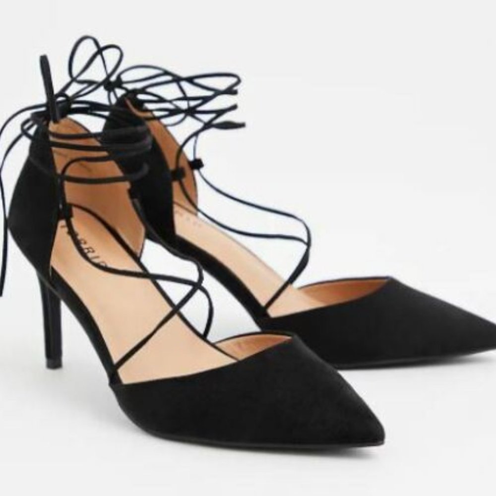 TORRID Womens Black Faux Suede Lace Up 3.25 Heel Size 8 NWOB
